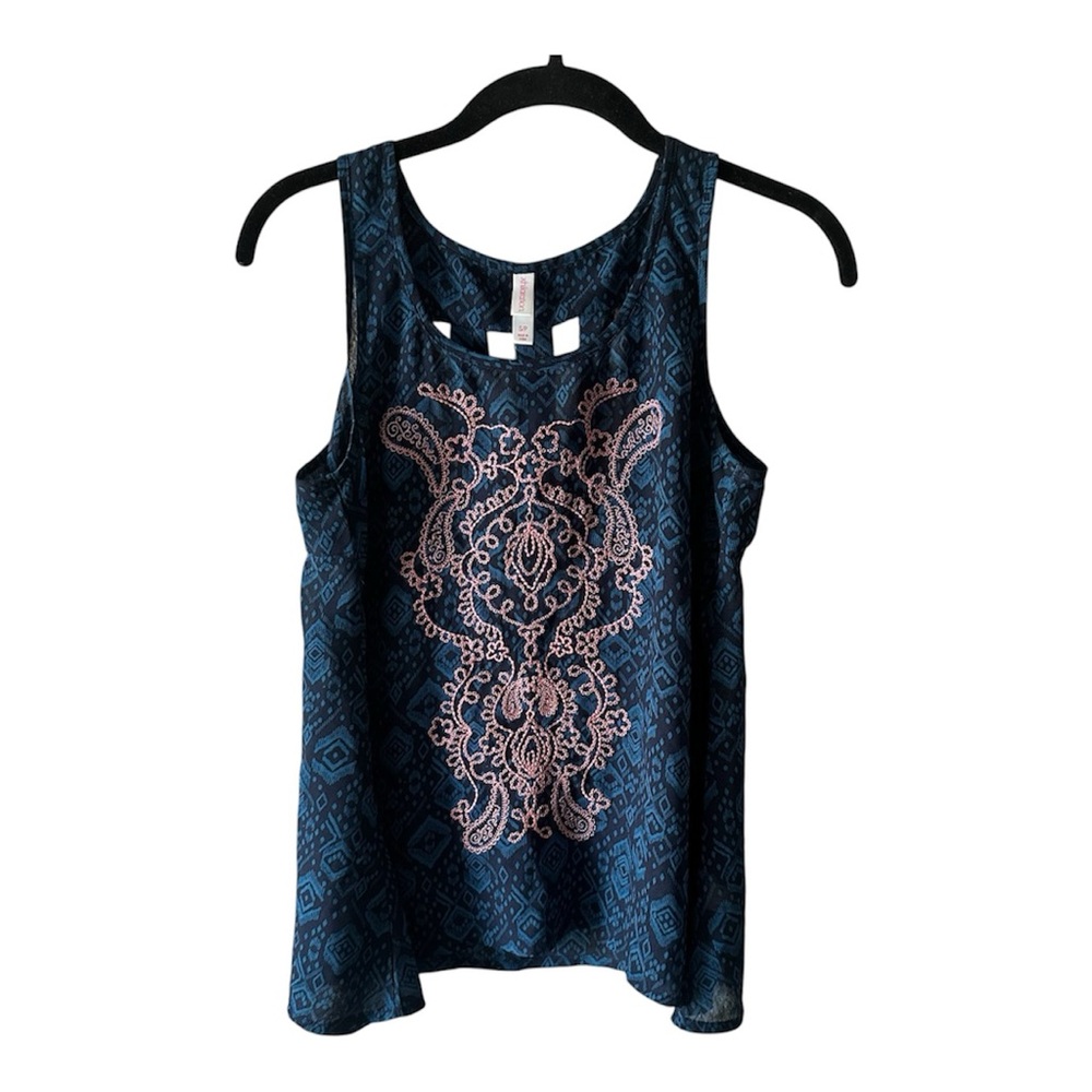 Blue and pink paisley tank top #paisley #sheer
